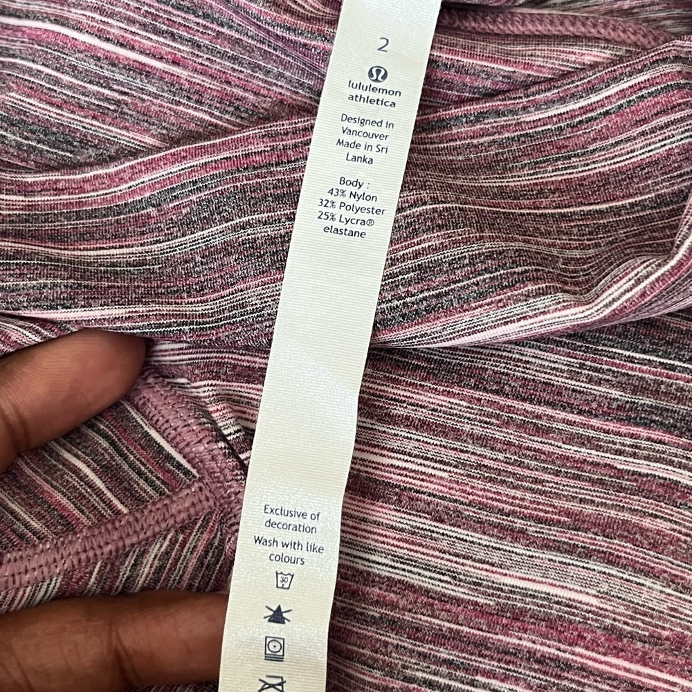 Lululemon Wunder High Rise Under Edged Stripe Active Ruby Leggings Size 2 - Picture 3 of 11